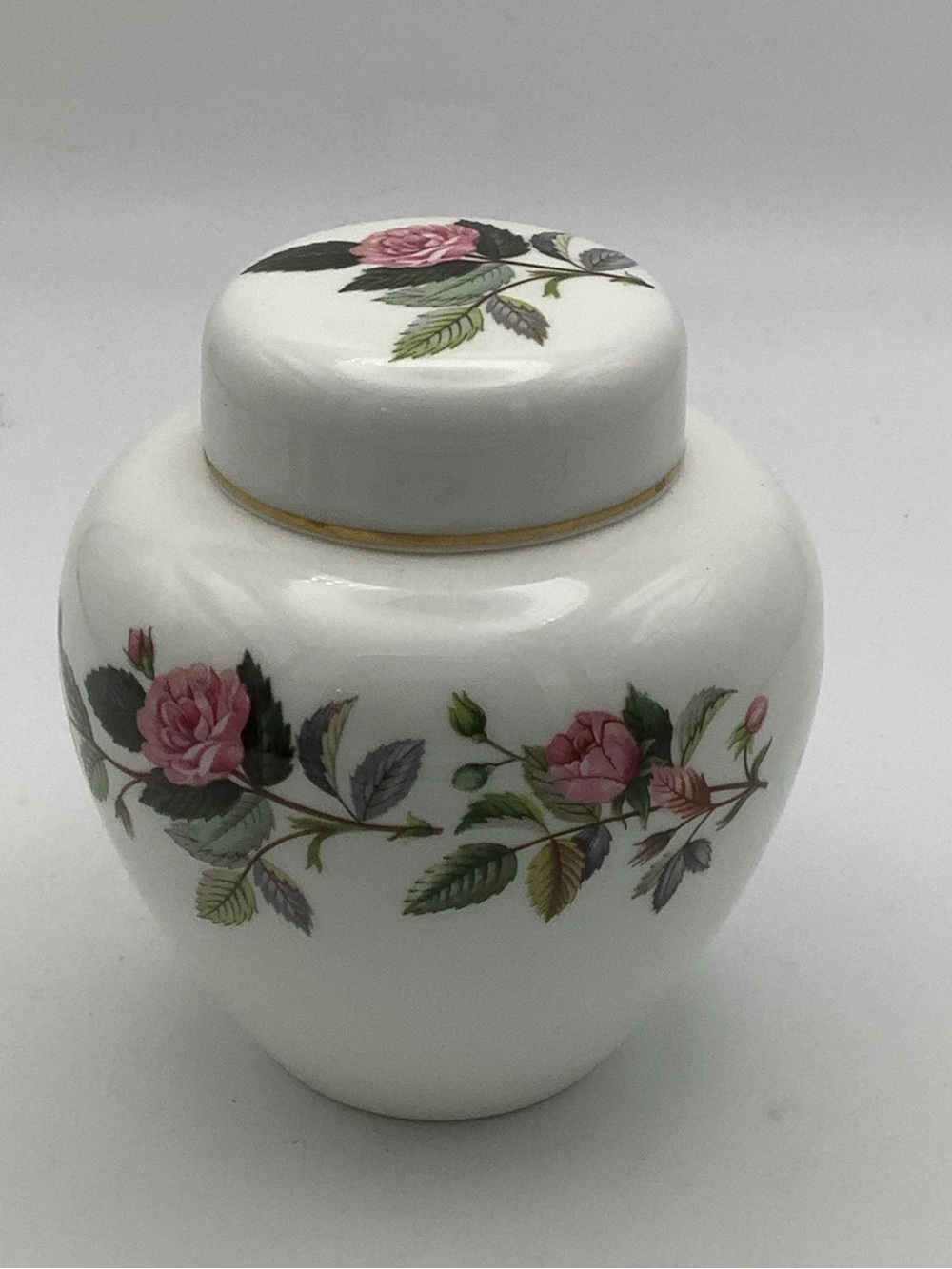 Wedgwood White Bone China Hathaway Rose Ginger Jar